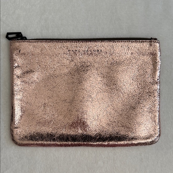 Neiman Marcus x Target | Marc Jacobs Metallic Leather Zip Pouch Clutch Rose Gold - Picture 1 of 15